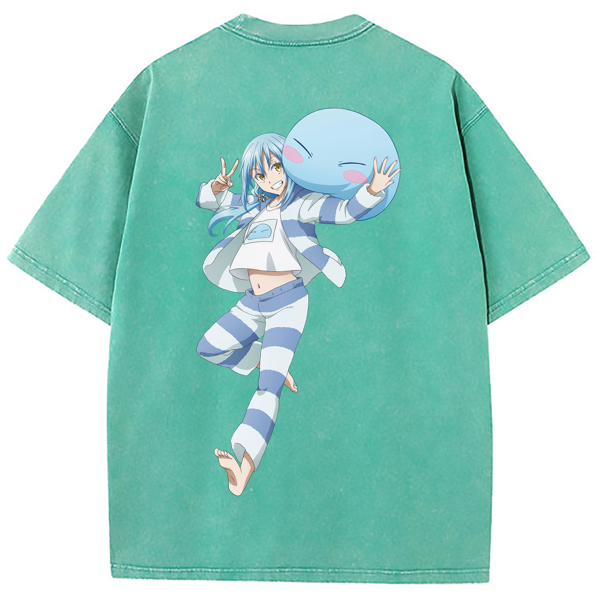 （画像用） 転スラ Regarding Reincarnated to Slime 綿100% ヴィンテージ風 半袖Tシャツ（背面プリント）